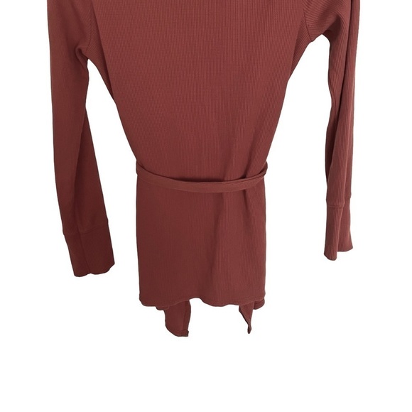 Merona Red Orange Waffle Knit Open Front Belted Cardigan XS - Picture 7 of 10